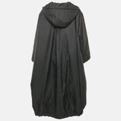 Pre Owned Comme des Garcons Black Synthetic Hooded Long Jacket M