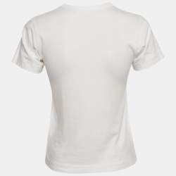 Pre Owned Comme des Garcons White Play Logo Print Cotton T-Shirt S  