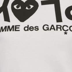 Pre Owned Comme des Garcons White Play Logo Print Cotton T-Shirt S  