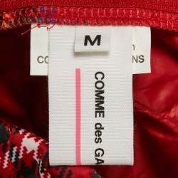 Pre Owned Comme des Garçons Red Tartan Synthetic Quilted Midi Dress M