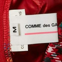 Pre Owned Comme des Garçons Red Tartan Synthetic Quilted Midi Dress M