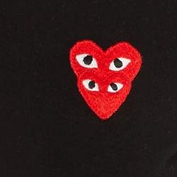 Pre Owned Comme des Garcons Play Black Cotton Play Heart Patched T-Shirt XS