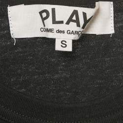 Pre Owned Comme des Garcons Play Black Cotton Play Heart Patched T-Shirt S