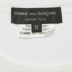 Pre Owned فستان كوم دي غارسون صوف أبيض وجيرسي غير متماثل متوسط الحجم