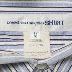 مملوكة مسبقًا Comme des Garcons Blue Striped Cotton Side Open Shirt M