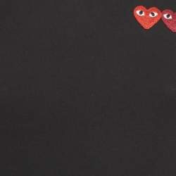 Pre Owned تي شيرت قميص قطن أسود مُطرَّز قلب بلاي كوم دي غارسون صغير جدًا