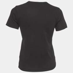 Pre Owned تي شيرت قميص قطن أسود مُطرَّز قلب بلاي كوم دي غارسون صغير جدًا