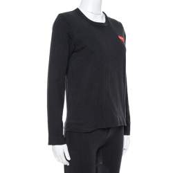 Pre Owned Comme des Garçons Play Black Cotton Jersey Long Sleeve T-Shirt M