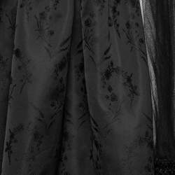 Comme des Garcons Black Mesh and Floral Embroidered Silk Ruffled Detailed Skirt S