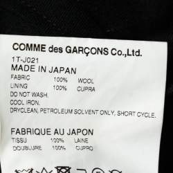 Comme des Garcons Black Wool Collared Long Coat M