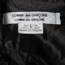 Pre Owned Comme des Garcons Black Satin Ruffled Button Front Shirt L