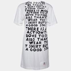 Friends & Comme des Garçons Happy Holidays White Printed Cotton Knit T-Shirt Dress S