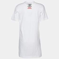 Friends & Comme des Garçons Happy Holidays White Printed Cotton Knit T-Shirt Dress S