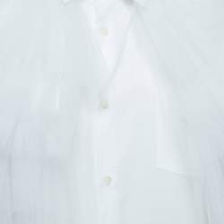 Pre Owned Comme des Garcons White Cotton Ruffled Tulle Shirt S