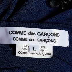 Comme des Garcons Navy Blue Jersey Frill Detail Cut Out Detail Top L