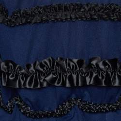 Comme des Garcons Navy Blue Jersey Frill Detail Cut Out Detail Top L