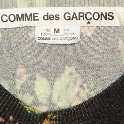 Pre Owned Comme des Garcons Black Floral Printed Wool Knit & Jersey Leggings M