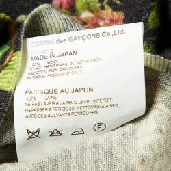 Pre Owned Comme des Garcons Black Floral Printed Wool Knit & Jersey Leggings M