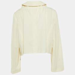 Pre Owned Comme des Garcons Cream Wool Blend Cropped Shirt M