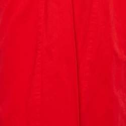 Pre Owned Comme des Garcons Red Cotton Tie Front Long Coat M