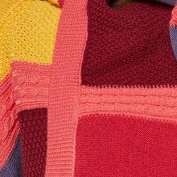 Pre Owned Comme des Garçons Multicolor Cotton Knit Sleeveless Cardigan M