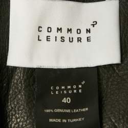 Pre Owned معطف كومون ليجر جلد وشيرلينج أزرق بحزام مقاس صغير