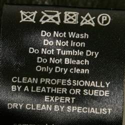 Pre Owned معطف كومون ليجر جلد وشيرلينج أزرق بحزام مقاس صغير