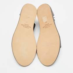 Pre Owned صندل كومون بروجكتس تراك كلاسيك جلد أسود مقاس 37 بحزام عند الكاحل فلات