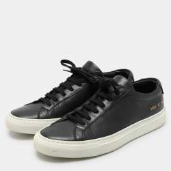 Common Projects Black Leather Low Top Sneakers Size 37