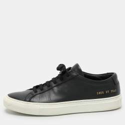 Common Projects Black Leather Low Top Sneakers Size 37