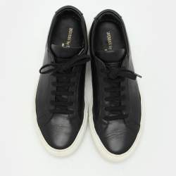 Common Projects Black Leather Low Top Sneakers Size 37