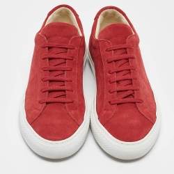 Common Projects Red Suede Achilles Low Top Sneakers Size 37