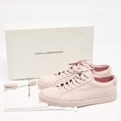 Common Projects Blush Pink Nubuck Leather Achilles Low Top Sneakers Size 37