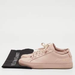 Pre Owned Common Projects Pink Leather Achilles Low Top Sneakers Size 35