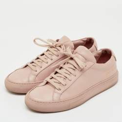 Pre Owned Common Projects Pink Leather Achilles Low Top Sneakers Size 35