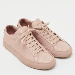 Pre Owned Common Projects Pink Leather Achilles Low Top Sneakers Size 35