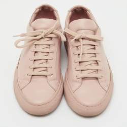 Pre Owned Common Projects Pink Leather Achilles Low Top Sneakers Size 35