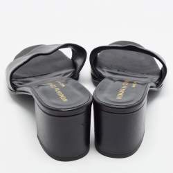 Pre Owned Common Projects Size 37 Black Leather Block Heel Slide Sandals