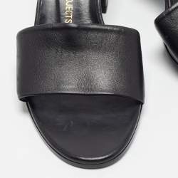 Pre Owned Common Projects Size 37 Black Leather Block Heel Slide Sandals