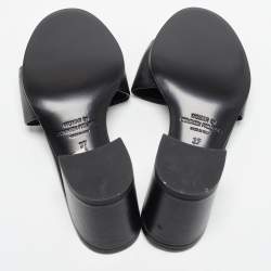 Pre Owned Common Projects Size 37 Black Leather Block Heel Slide Sandals