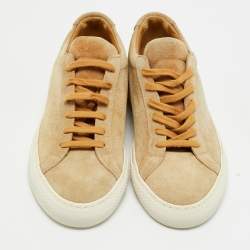 Pre Owned Common Projects Achilles Size 39 Beige Suede Low Top Sneakers