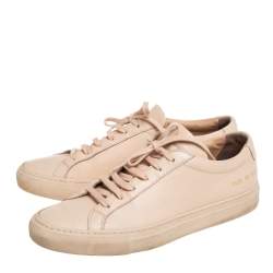 Pre Owned Common Projects Beige Leather Low Top Sneakers Size 39