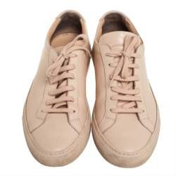 Pre Owned Common Projects Beige Leather Low Top Sneakers Size 39