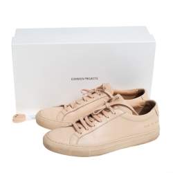 Pre Owned Common Projects Beige Leather Low Top Sneakers Size 39