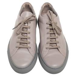 Common Projects Grey Leather Low Top Sneakers Size 41