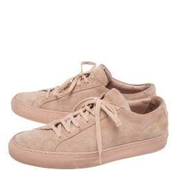 Common Projects Pink Suede  Achilles Lace Up Sneaker Size 38