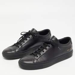 Pre Owned Common Projects Black Leather Achilles Sneakers Size 39
