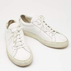 Common Projects White Leather Achilles Low Top Sneakers Size 38