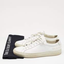 Common Projects White Leather Achilles Low Top Sneakers Size 38