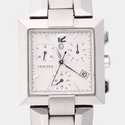Concord Silver Guilloche Stainless Steel La Scala 14.H1.1371 Women's Wristwatch 30 mm